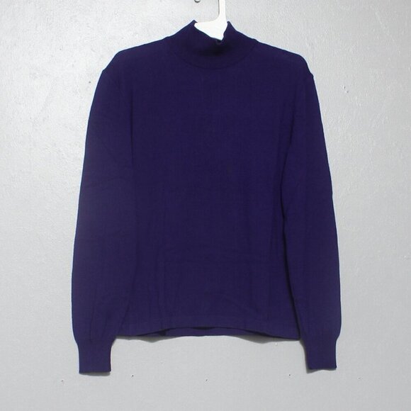 Vintage Salvatore Ferragamo purple indigo mock neck made in Italy wool sweater - Picture 1 of 6